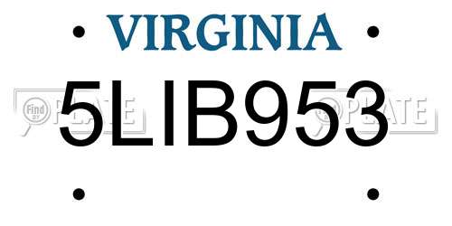 5LIB953 Virginia License Plate
