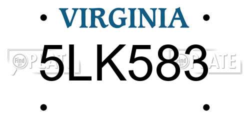5LK583 Virginia License Plate