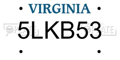 5LKB53 Virginia License Plate