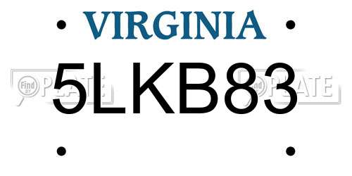 5LKB83 Virginia License Plate
