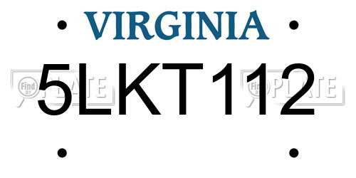 5LKT112 Virginia License Plate