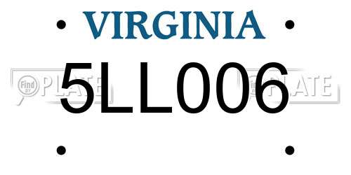 5LL006 Virginia License Plate