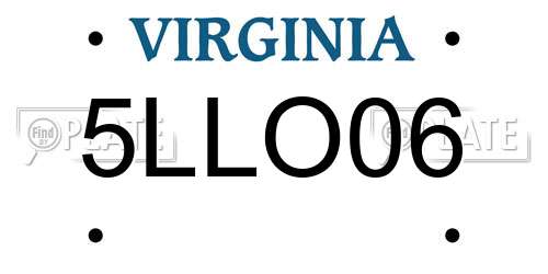 5LLO06 Virginia License Plate