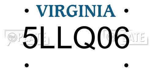 5LLQ06 Virginia License Plate