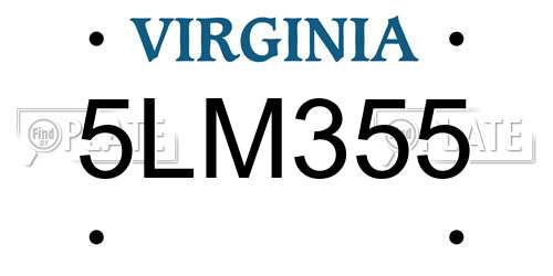 5LM355 Virginia License Plate