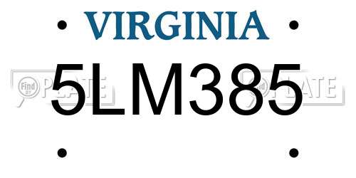 5LM385 Virginia License Plate