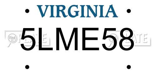 5LME58 Virginia License Plate