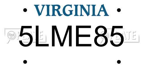5LME85 Virginia License Plate