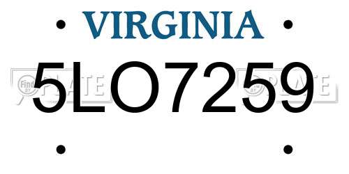 5LO7259 Virginia License Plate