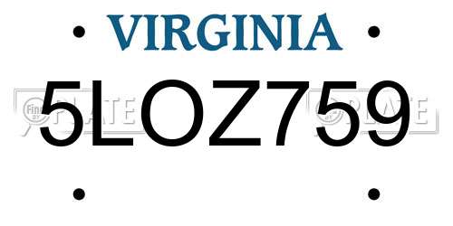 5LOZ759 Virginia License Plate
