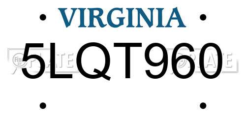 5LQT960 Virginia License Plate