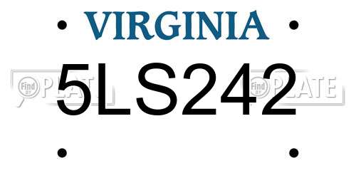 5LS242 Virginia License Plate