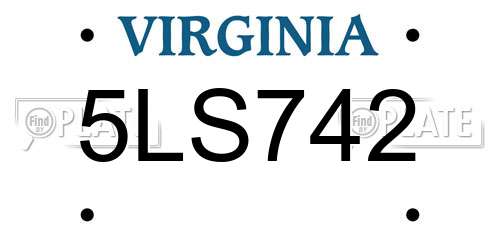 5LS742 Virginia License Plate