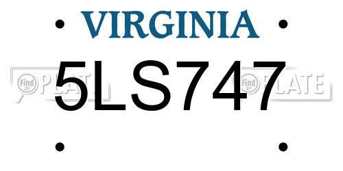 5LS747 Virginia License Plate