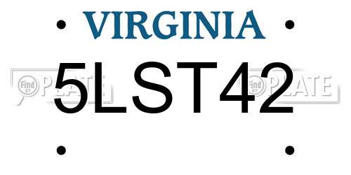 5LST42 Virginia License Plate