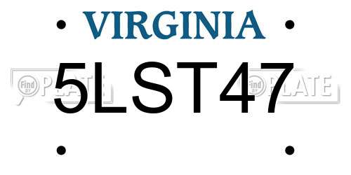 5LST47 Virginia License Plate