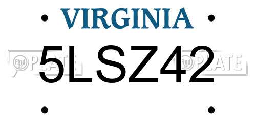 5LSZ42 Virginia License Plate