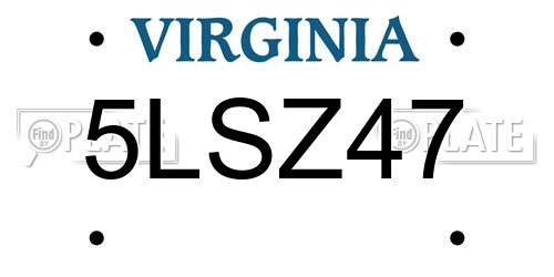5LSZ47 Virginia License Plate