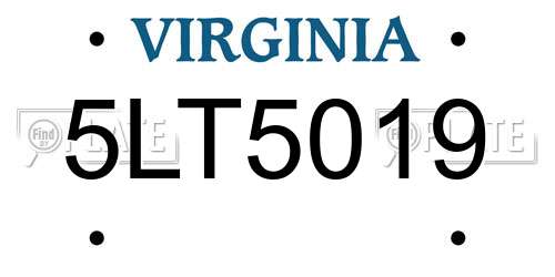 5LT5019 Virginia License Plate