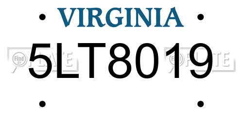 5LT8019 Virginia License Plate