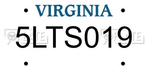 5LTS019 Virginia License Plate