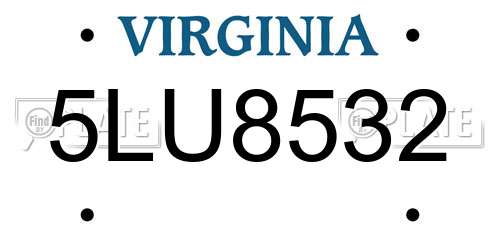 5LU8532 Virginia License Plate
