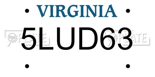 5LUD63 Virginia License Plate