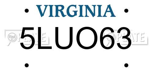5LUO63 Virginia License Plate