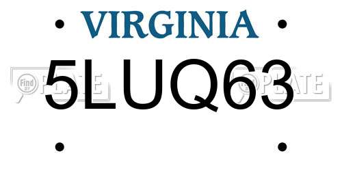 5LUQ63 Virginia License Plate