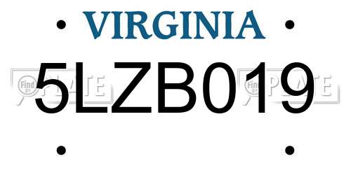 5LZB019 Virginia License Plate