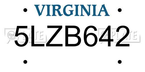 5LZB642 Virginia License Plate