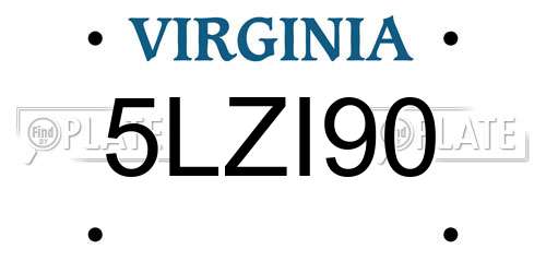 5LZI90 Virginia License Plate