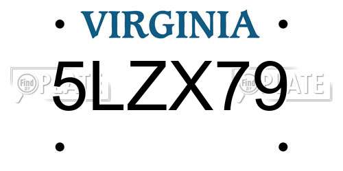 5LZX79 Virginia License Plate