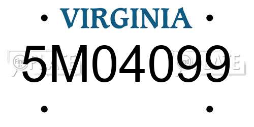 5M04099 Virginia License Plate