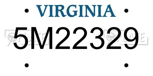 5M22329 Virginia License Plate
