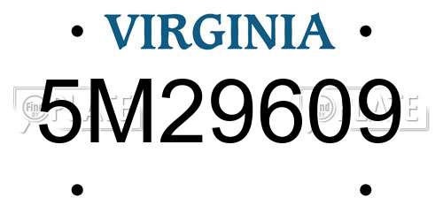 5M29609 Virginia License Plate