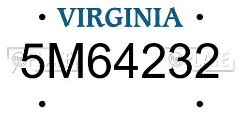 5M64232 Virginia License Plate