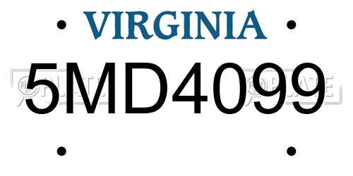 5MD4099 Virginia License Plate