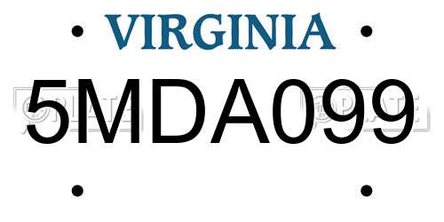 5MDA099 Virginia License Plate