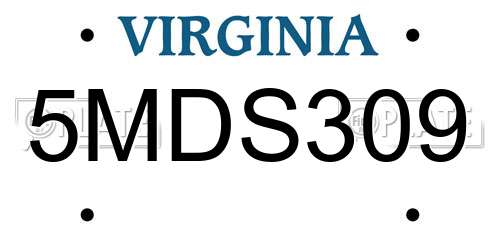 5MDS309 Virginia License Plate