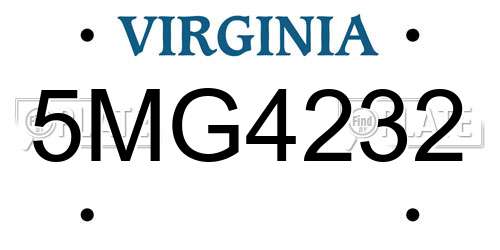 5MG4232 Virginia License Plate
