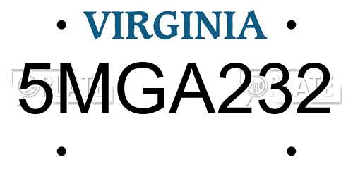 5MGA232 Virginia License Plate