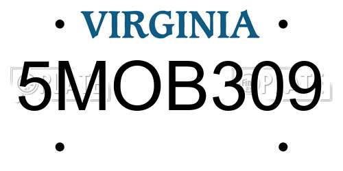 5MOB309 Virginia License Plate