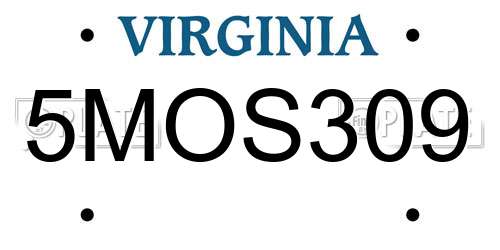 5MOS309 Virginia License Plate
