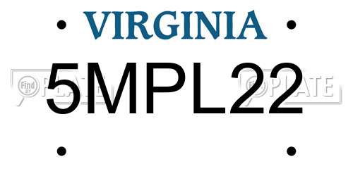 5MPL22 Virginia License Plate