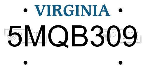 5MQB309 Virginia License Plate
