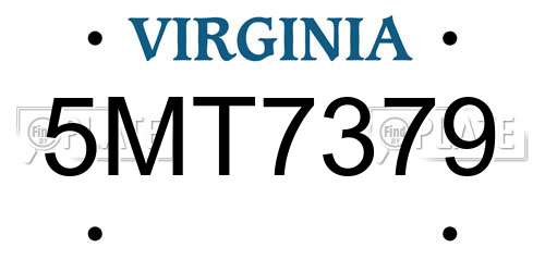 5MT7379 Virginia License Plate