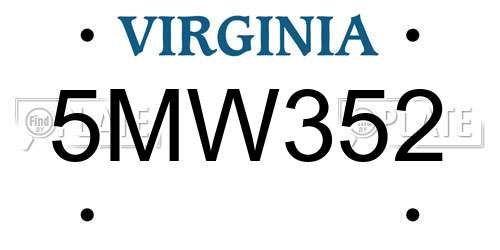 5MW352 Virginia License Plate