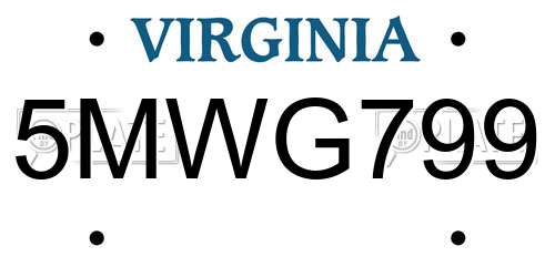 5MWG799 Virginia License Plate