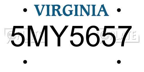 5MY5657 Virginia License Plate